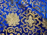 Ткань золотые лотосы и ваджры, синий фон 150х100 см