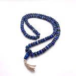 Четки из кости яка, синие с инкрустацией