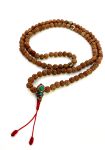 Четки буддийские из семян рудракши, 108 бусин, бусина 7-9 мм, разделители и гуру-бусина с инкрустацией