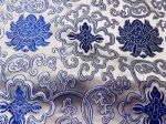 Ткань синие лотосы и ваджры, серебристый фон 150х100 см